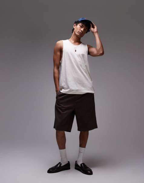 Topman slub linen blend tank in ecru - view 1
