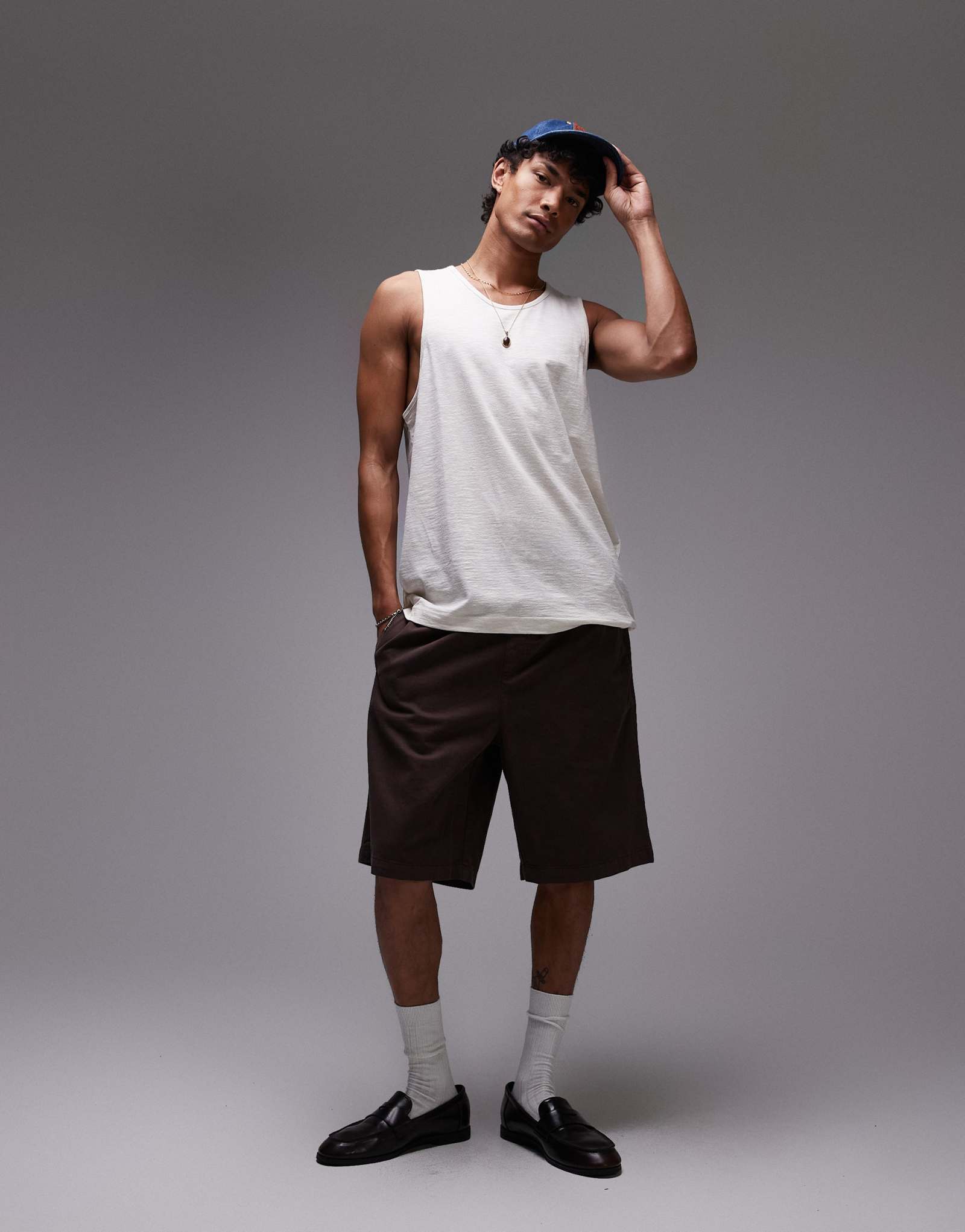 Резервуар для смешивания льняной смеси Topman slub цвета экрю