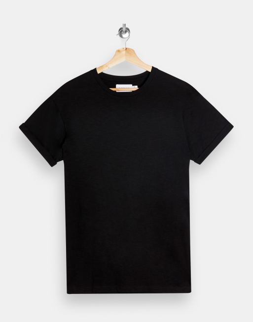 Plain black t 2025 shirt rolled sleeves