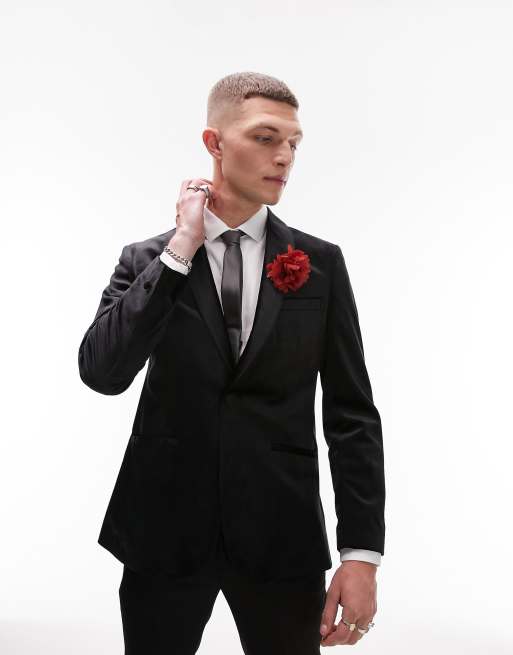 Topman - Smal blazer i sort velour