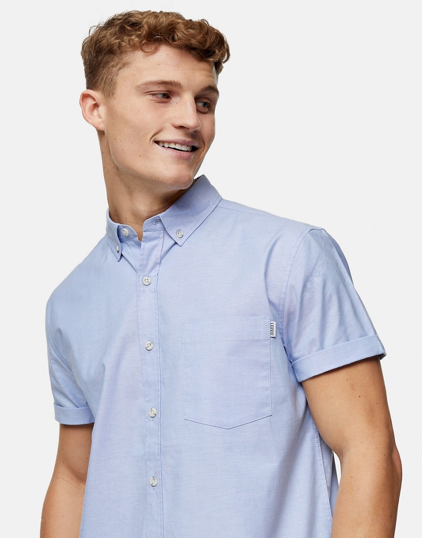 Topman - Smal oxford overhemd in lichtblauw