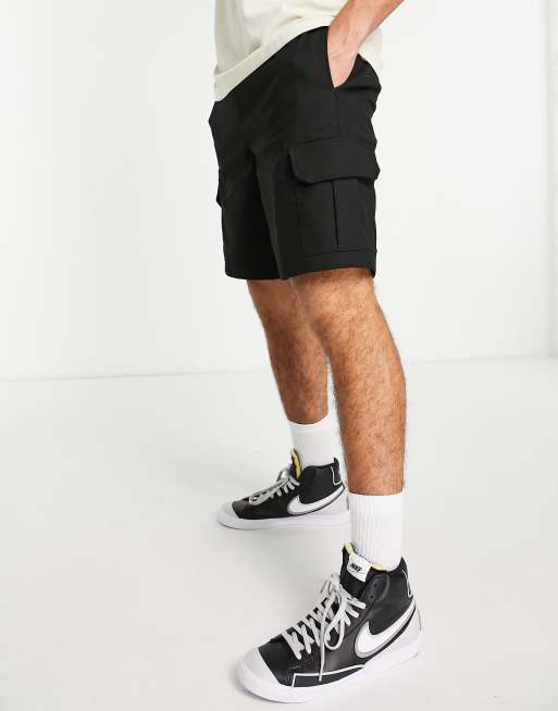 Topman - Smalle cargoshort van keperstof in zwart