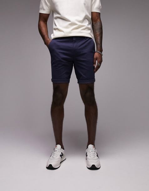 Topman - Smalle chino-shorts i marineblå - view 1
