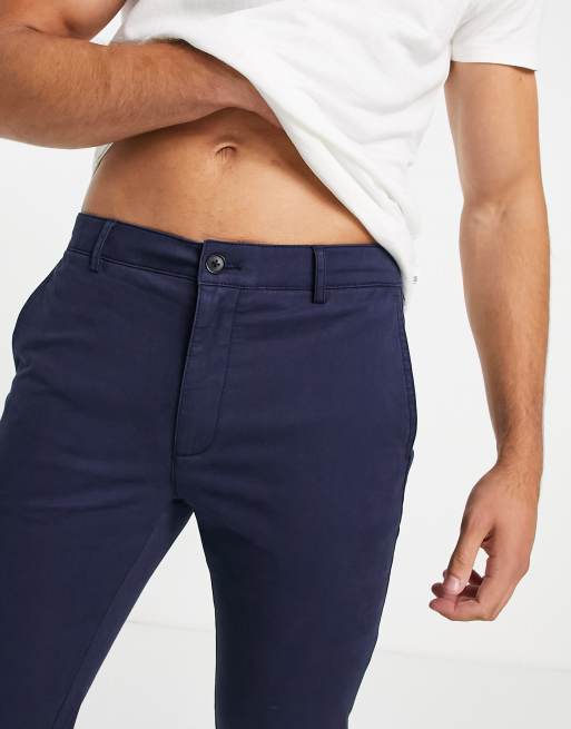Topman - Smalle chino's van katoenmix in marineblauw, 3 van 4