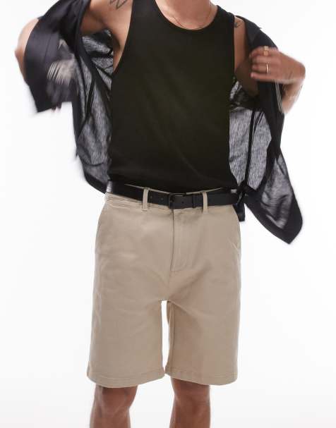 Topman - Smalle chinoshort in stone - view 1