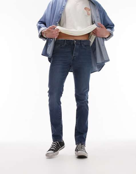 Topman - Smalle jeans in midblauw met wassing - view 1