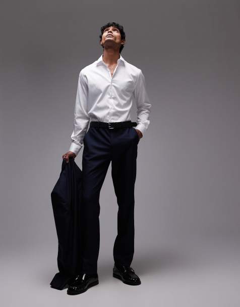 Topman - Smalle pantalon in marineblauw - view 1