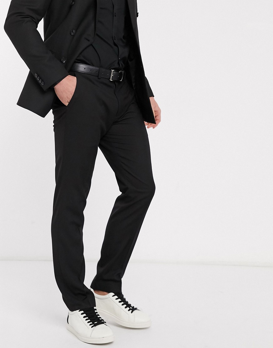 Topman slim suit trousers in black Black