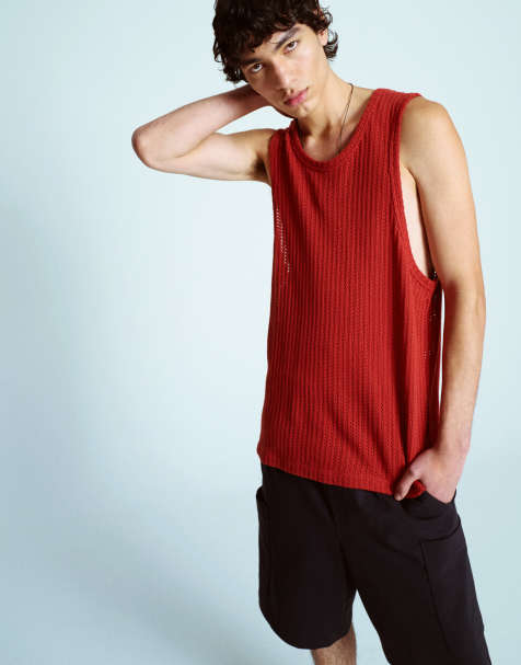 Topman - Smanicato in maglia color ruggine vestibilità comoda - view 1