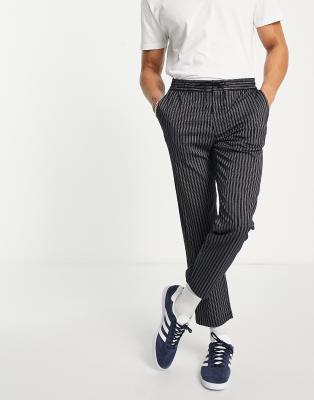 Black hot sale pinstripe joggers