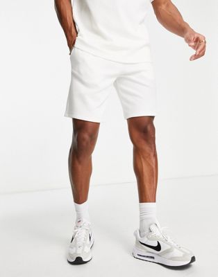 Topman smart rib shorts in white