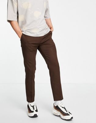 Topman smart skinny jogger trousers in brown