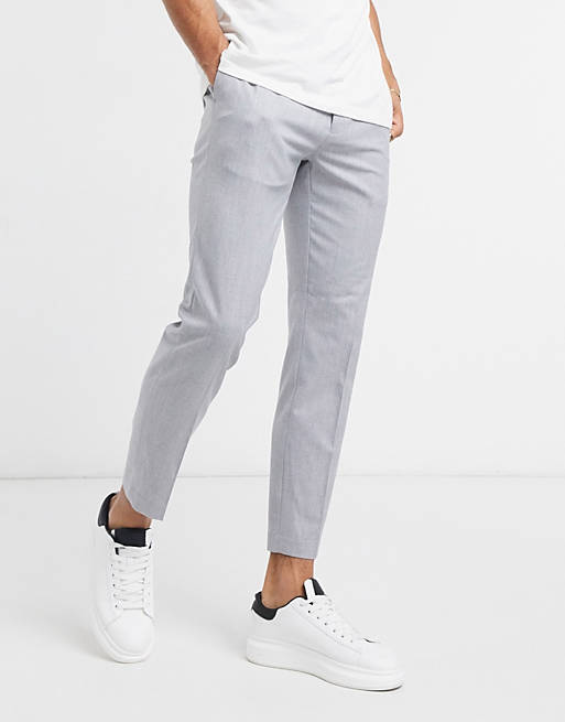 Topman smart skinny jogger trousers in grey