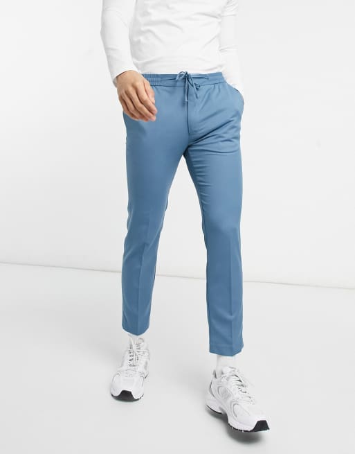 Topman smart skinny joggers trousers in blue