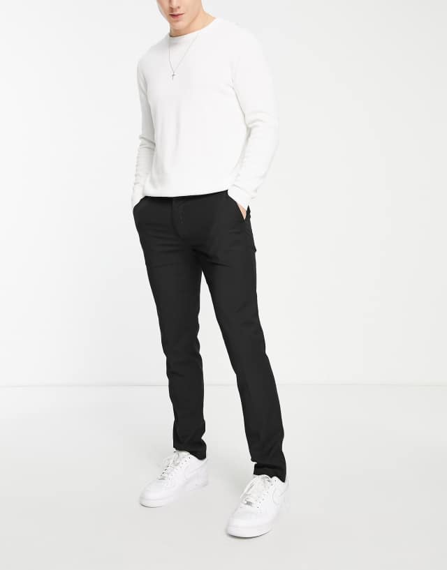 Topman skinny smart pants with elasticated waistband in navy