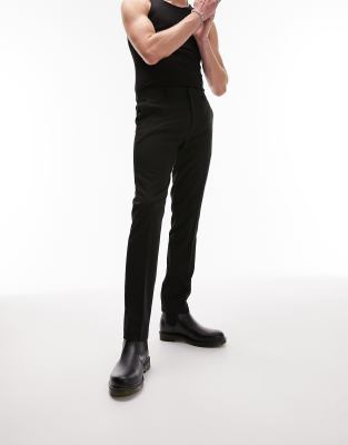 Topman Smart Skinny Pants In Black