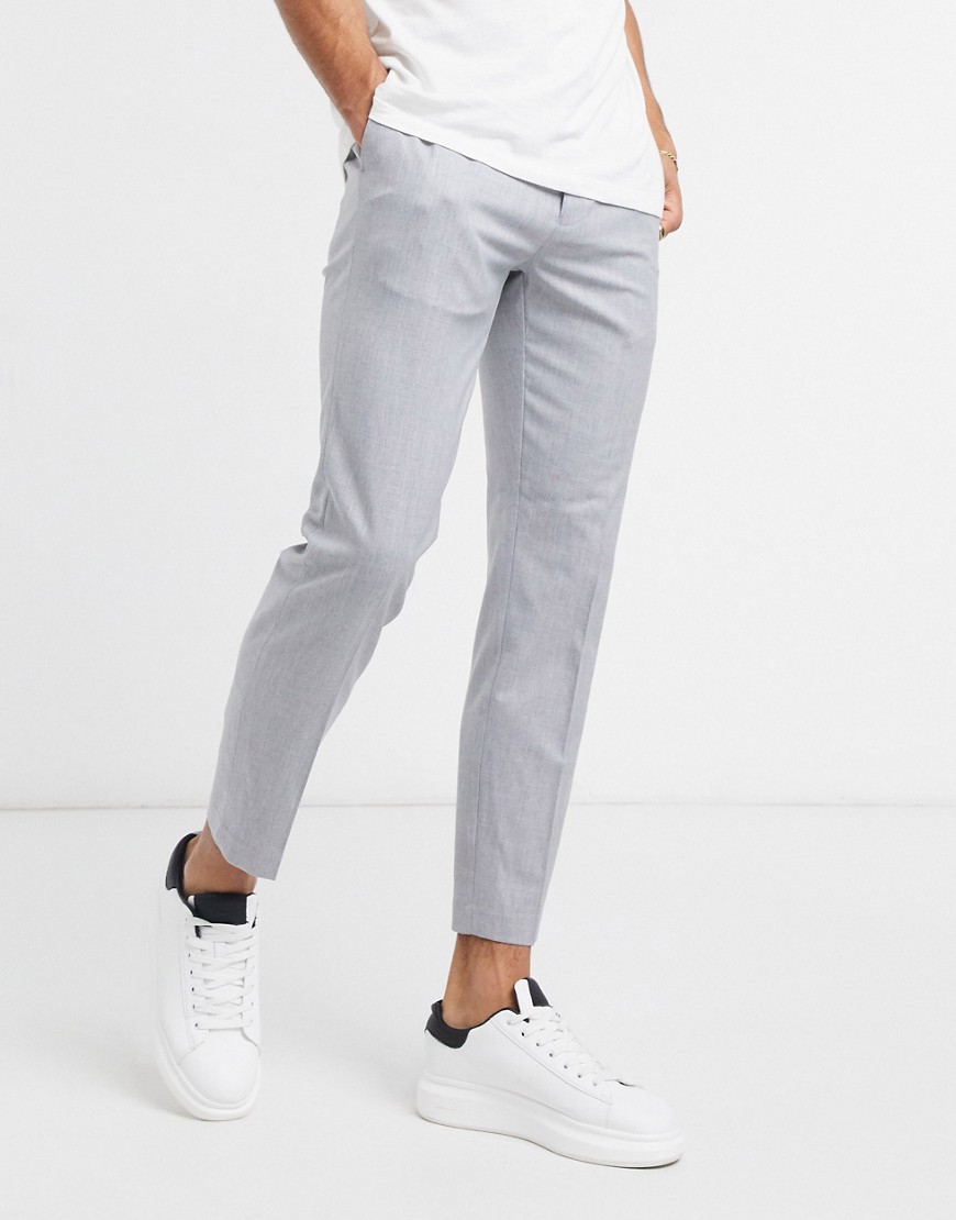 Topman smart skinny sweat style pants in gray-Grey