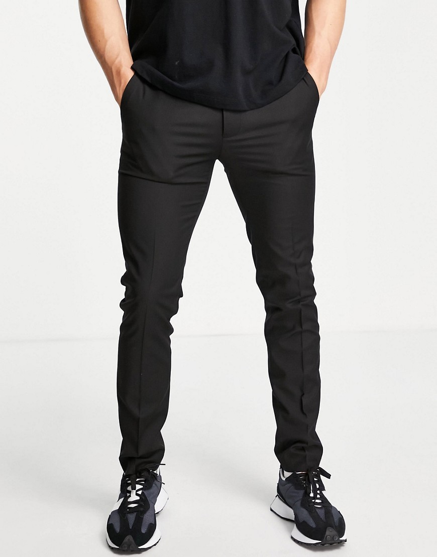 topman smart skinny trousers in black