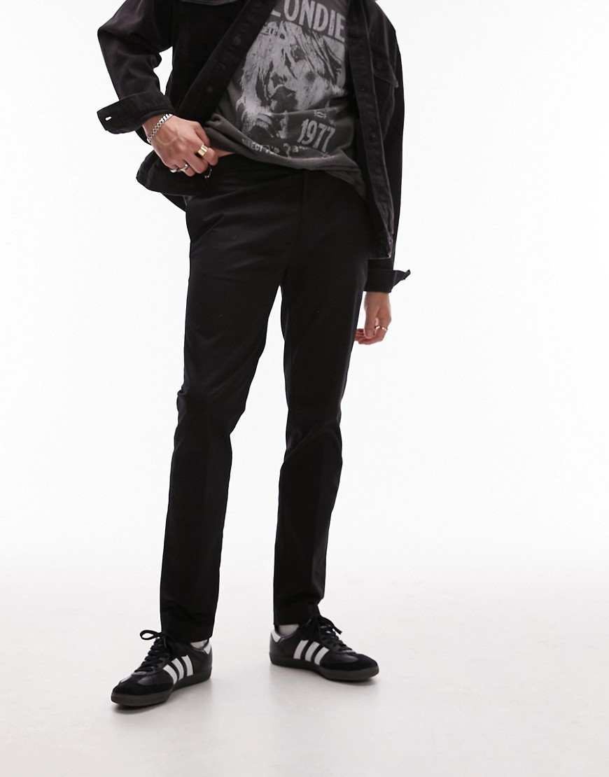 Topman smart slim chino trousers in black