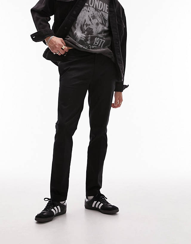 Topman - smart slim chino trousers in black