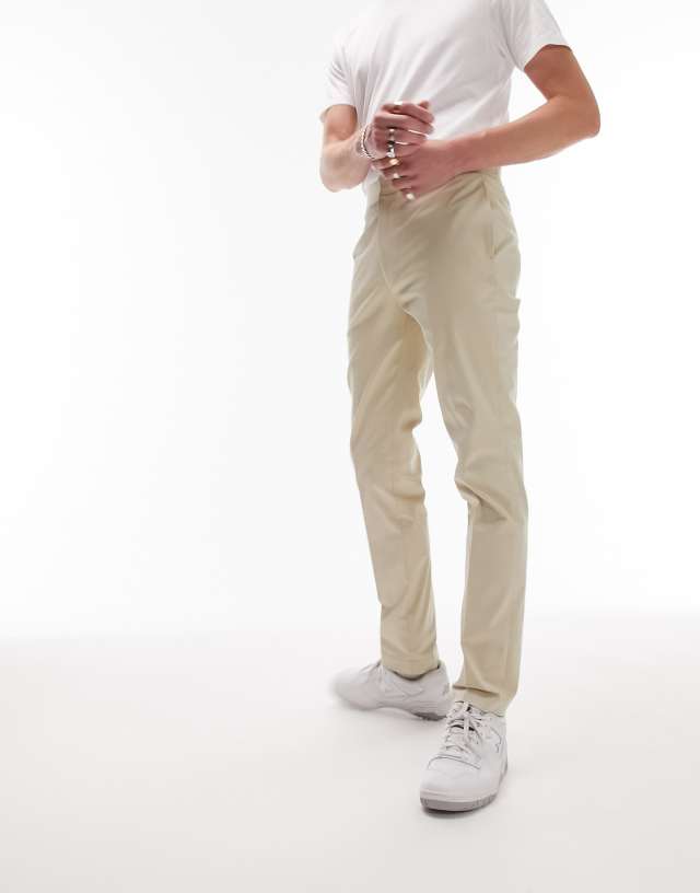 Topman - smart slim chino trousers in stone