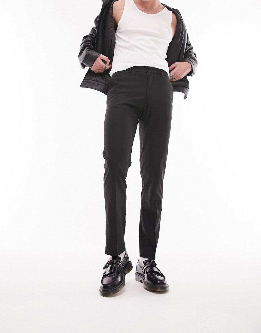 Topman smart slim trousers in black