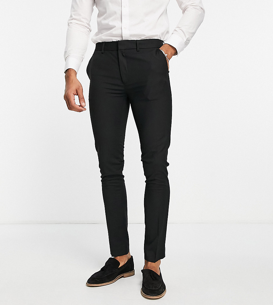 Topman smart super skinny trousers in black