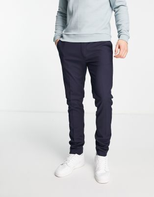 Topman smart super skinny trousers in navy