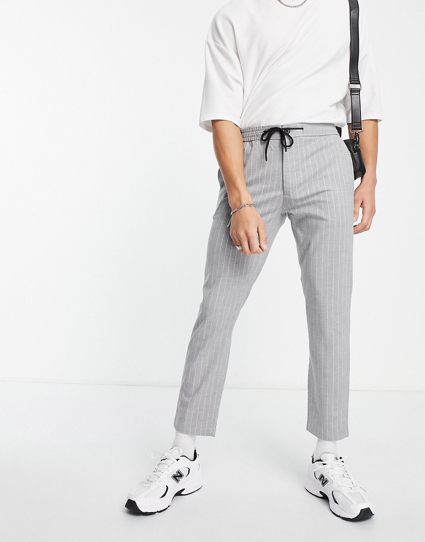 Topman Smart Sweatpants In Gray Stripe