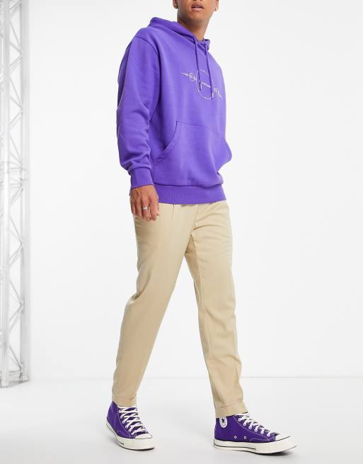 Topman smart tapered pants with turn up in ecru | ASOS