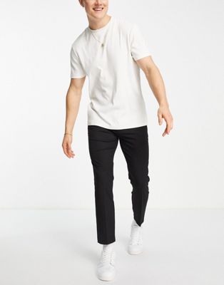 Topman smart trousers with elastic waistband in black