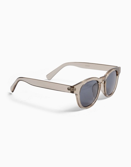 Topman smoke lens round sunglasses in grey