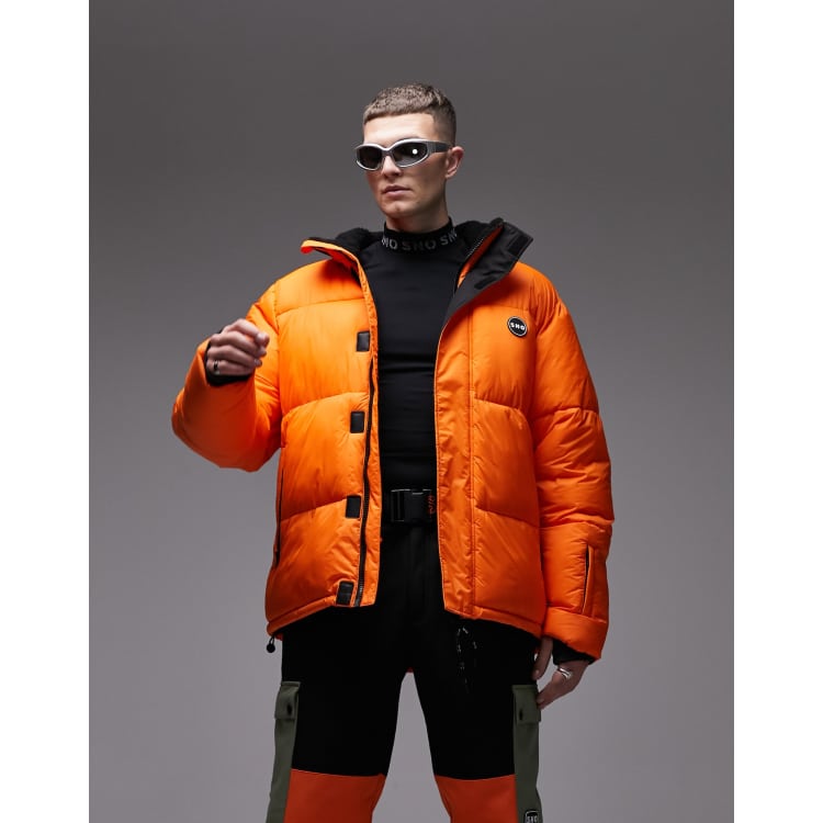 Topman Sno ski puffer jacket in orange