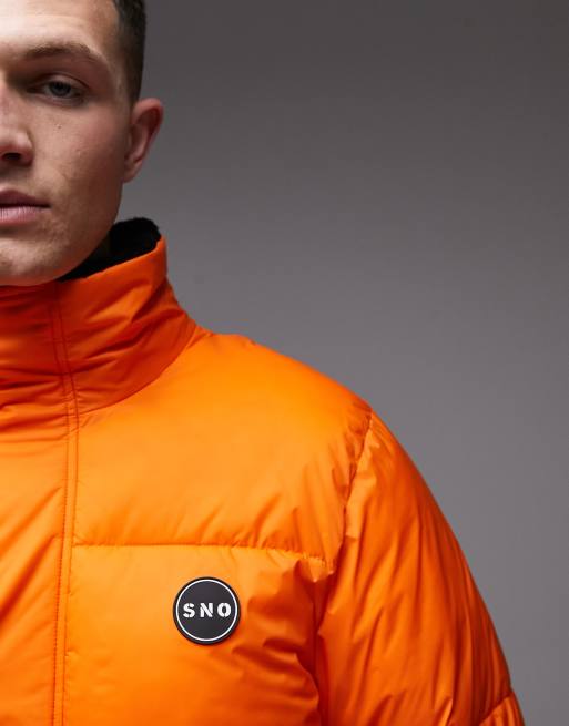 Topman Sno ski puffer jacket in orange