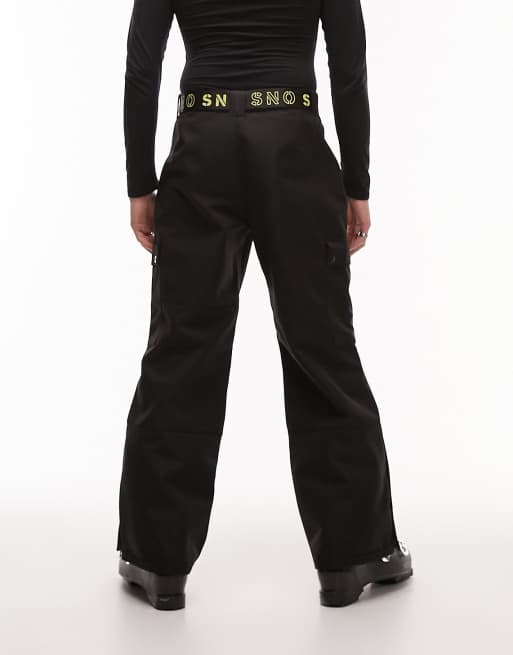 Topman Sno straight leg ski pants in black