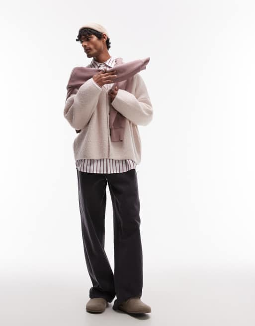 Topman soft brushed cardigan in ecru | ASOS
