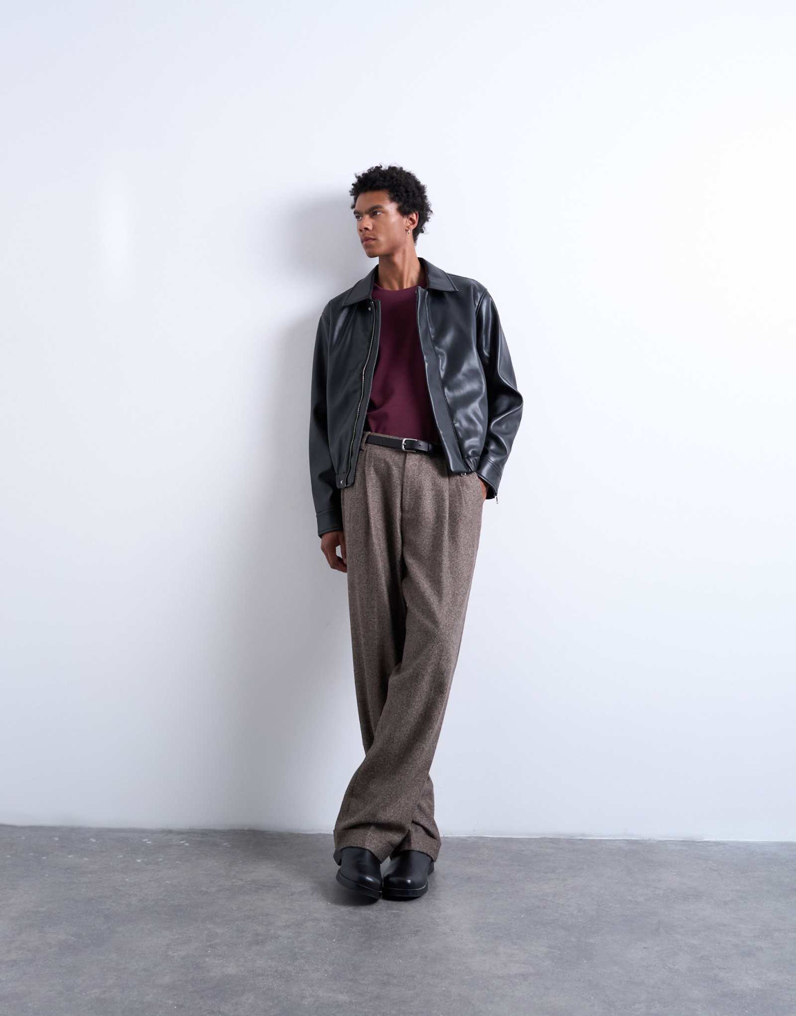 Куртка из мягкой искусственной кожи Topman черного цвета