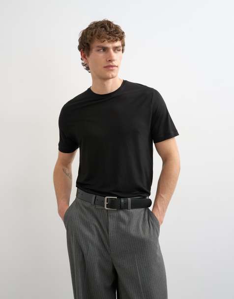 Topman - Sort gennemsigtig T-shirt med klassisk pasform - view 1