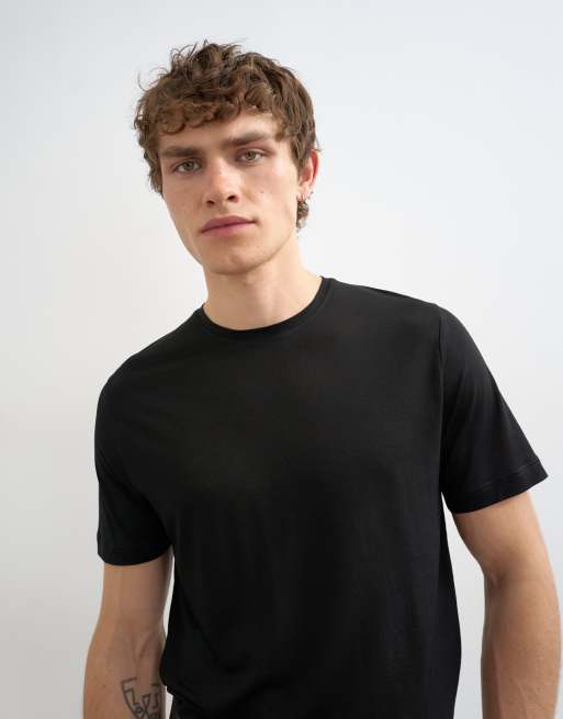 Topman - Sort gennemsigtig T-shirt med klassisk pasform, 5 af 5