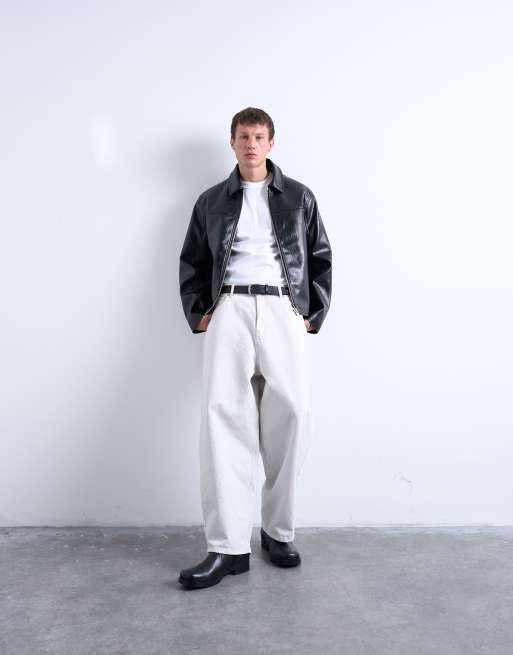 Topman - Sort Harrington-jakke i imiteret læder, 3 af 5
