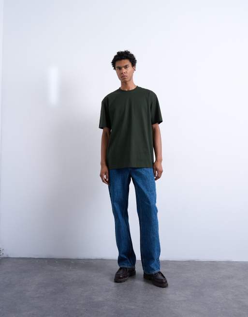Topman - Sort/hvid/ecru/mørkegrøn/koksgrå T-shirt med afslappet pasform i pakke med 5 stk , 3 af 5
