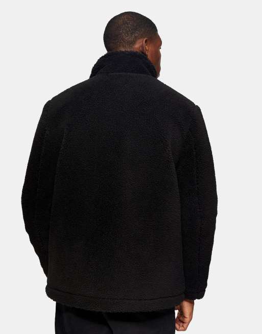 Topman - Sort jakke i imiteret lammeskind, 2 af 4