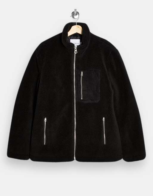 Topman - Sort jakke i imiteret lammeskind, 4 af 4
