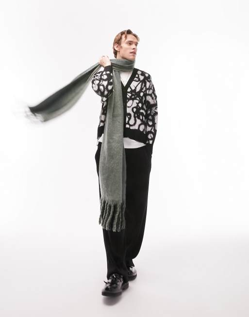 Topman - Sort og hvid oversized cardigan med heldækkende grafittiprint
