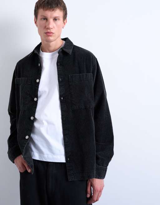 Topman - Sort overskjorte i vasket fløjl, 4 af 5