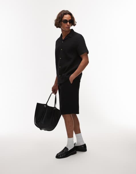 Topman - Sort sæt med gittertekstur - view 1