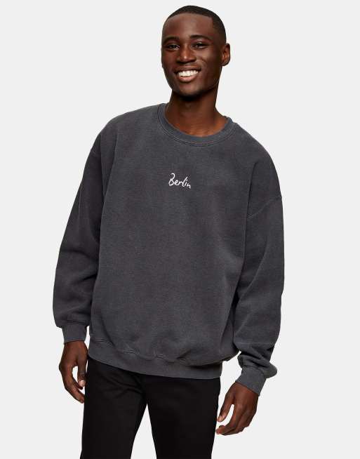 Topman - Sort trøje med 'Berlin'-tekstprint