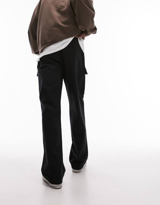 Topman - Sorte elegante cargobukser med vide ben, 2 af 5