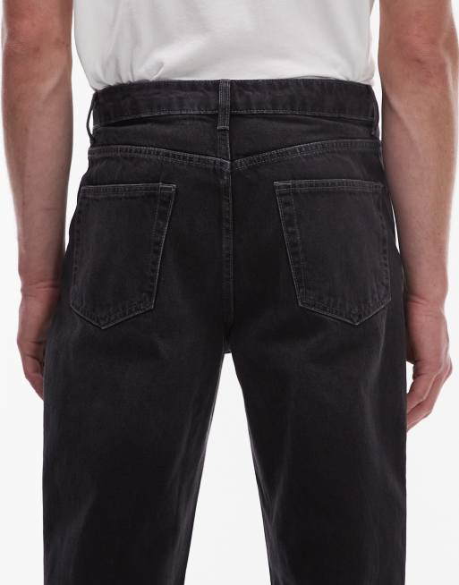 Topman - Sorte, forvaskede og baggy jeans i stift materiale, 4 af 5