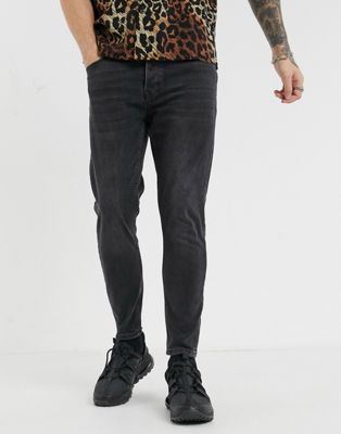 Topman - sorte jeans i carrot pasform